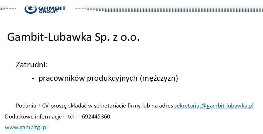 Gambit - pracownicy produkcji