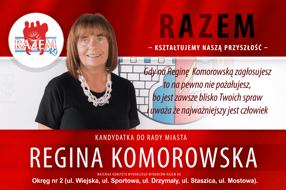 Regina Komorowska - kandydatka do rady miasta Kamienna Góra