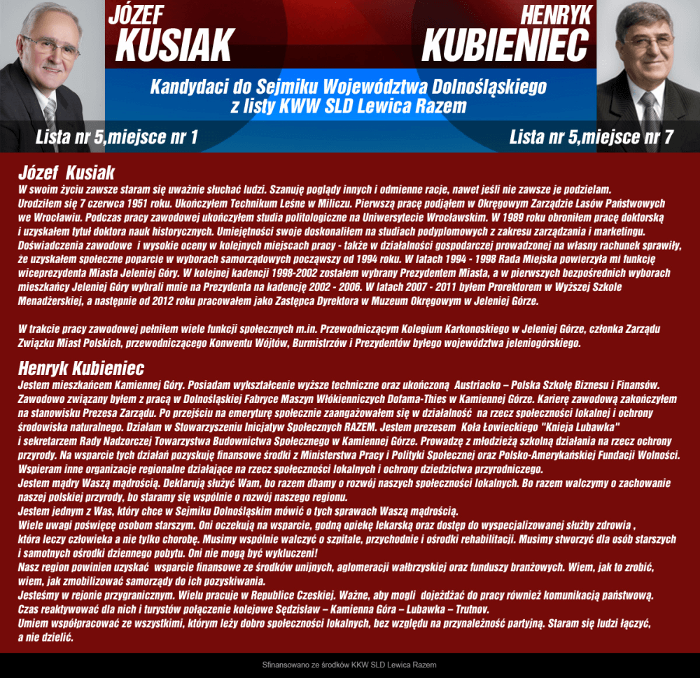 Józef Kusiak, Henryk Kubieniec