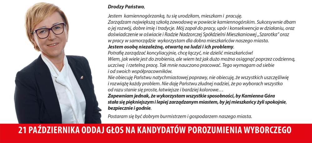 Mariola Jaciuk - kandydatka na burmistrza