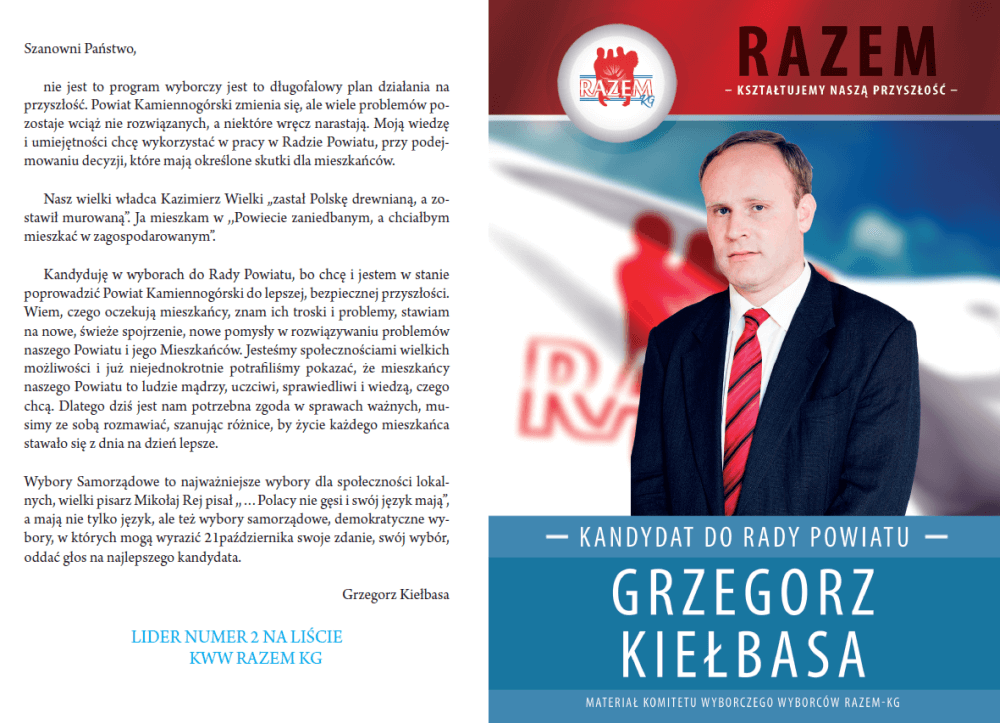 Grzegorz Kiełbasa - kandydat do rady powiatu