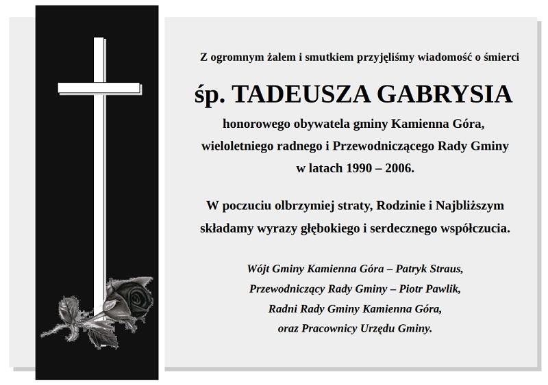 Kondolencje - T. Gabryś