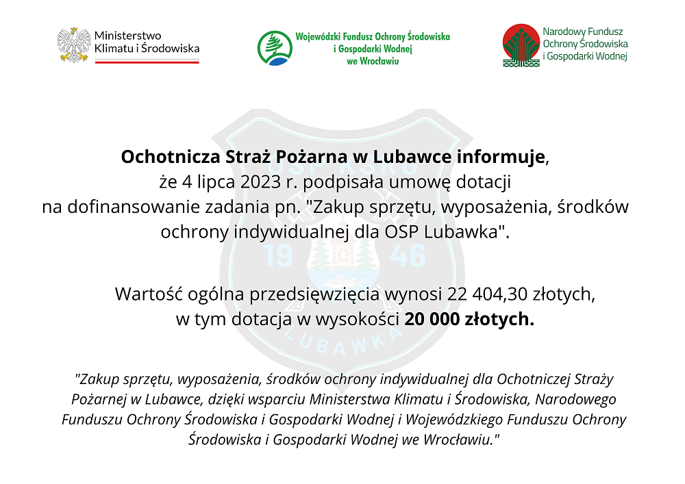 Dotacja dla OSP Lubawka