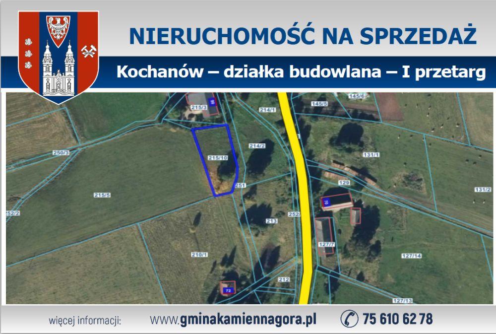 OGŁOSZENIE- działka 215/10 Kochanów – I przetarg