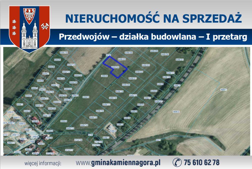 OGŁOSZENIE – działka 649/24 Przedwojów – I przetarg