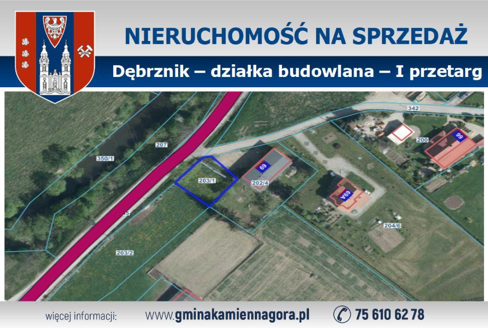 OGŁOSZENIE – działka 203/1 Dębrznik – I przetarg