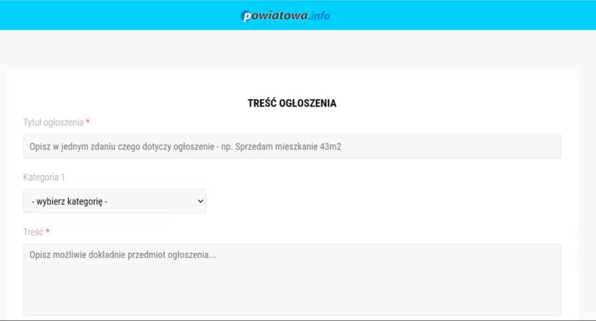 Zapraszamy do publikowania ogłoszeń drobnych na portalu powiatowa.info!