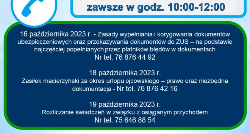 ZUS zaprasza na bezpłatne dyżury telefoniczne w październiku