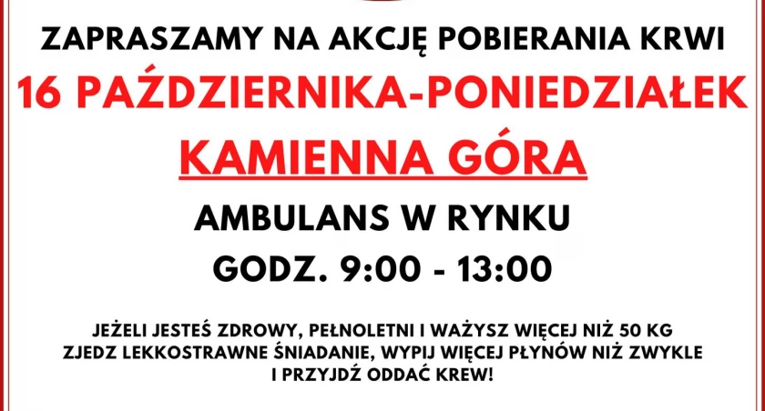 Pobór krwi - 16 października - rynek