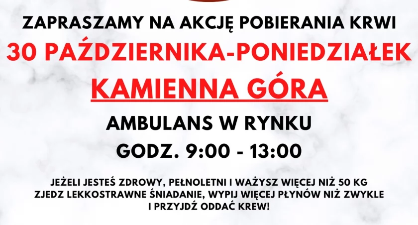 Pobranie krwi - 30.10.2023 - rynek Kamienna Góra