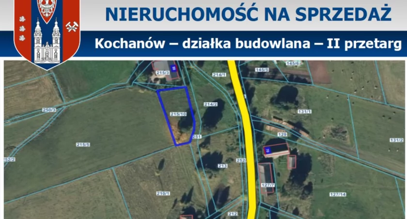 OGŁOSZENIE – Kochanów, działka budowlana 215/10 – II przetarg
