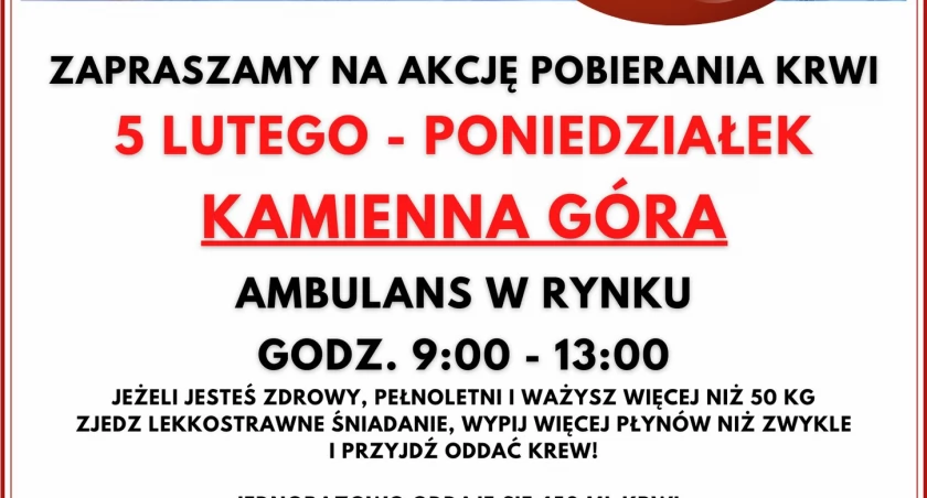 Oddaj krew w poniedziałek 5 lutego