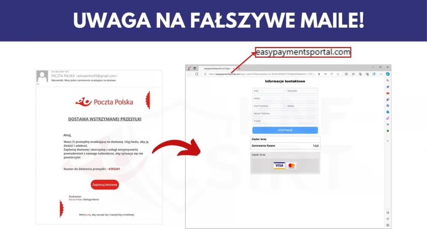 Uwaga na fałszywe maile od Poczty Polskiej
