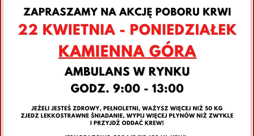22 kwietnia - akcja poboru krwi