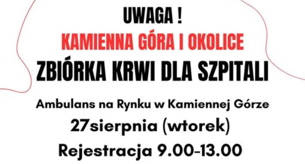 Uwaga! Zbiorka krwi we wtorek 27 sierpnia