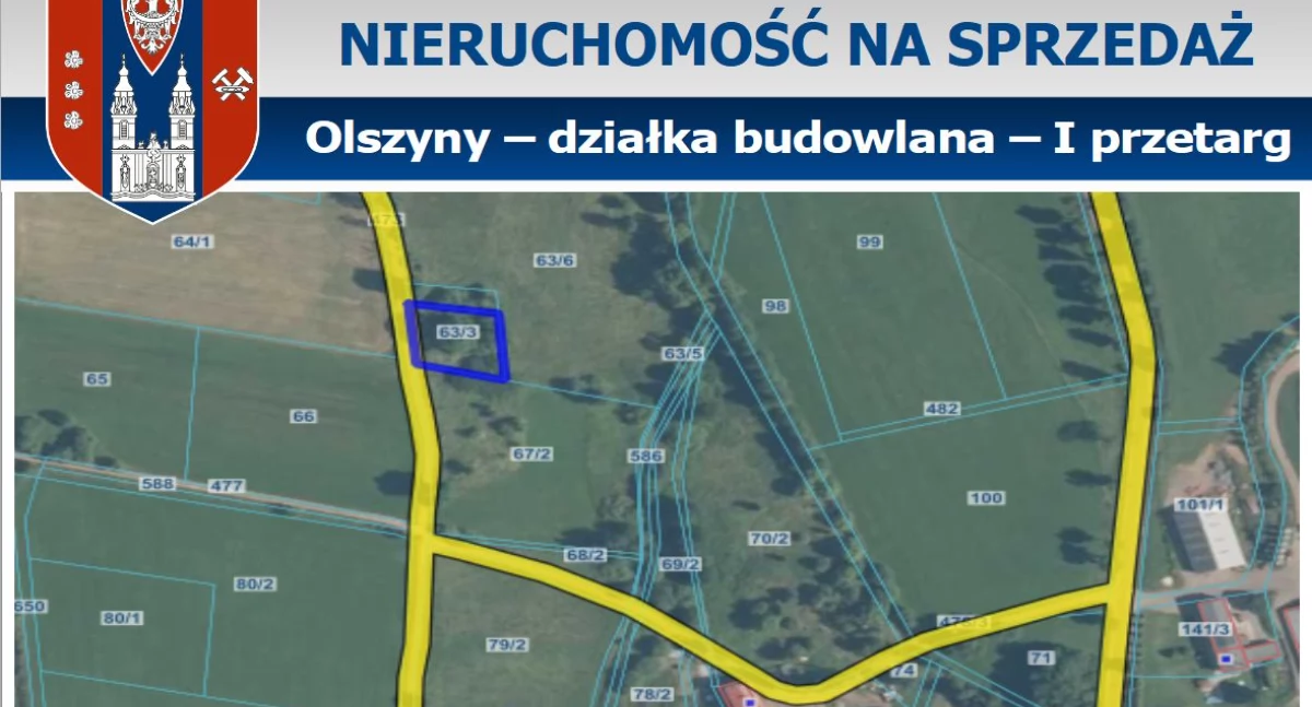 Nieruchomość na sprzedaż - Olszyny – działka budowlana – I przetarg