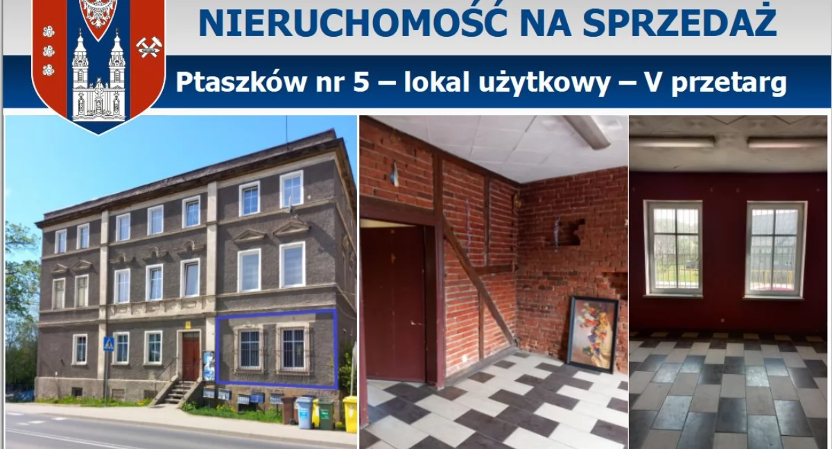 OGŁOSZENIE  - lokal użytkowy Ptaszków – V przetarg