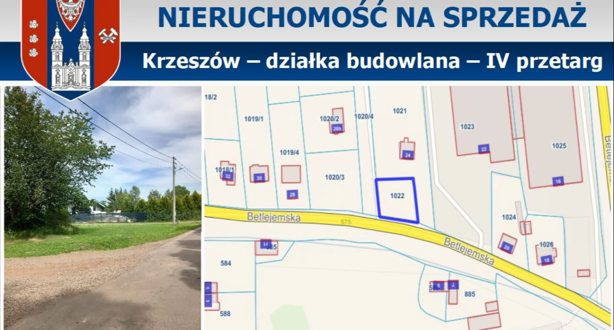 OGŁOSZENIE – działka 1022 Krzeszów – IV przetarg ustny
