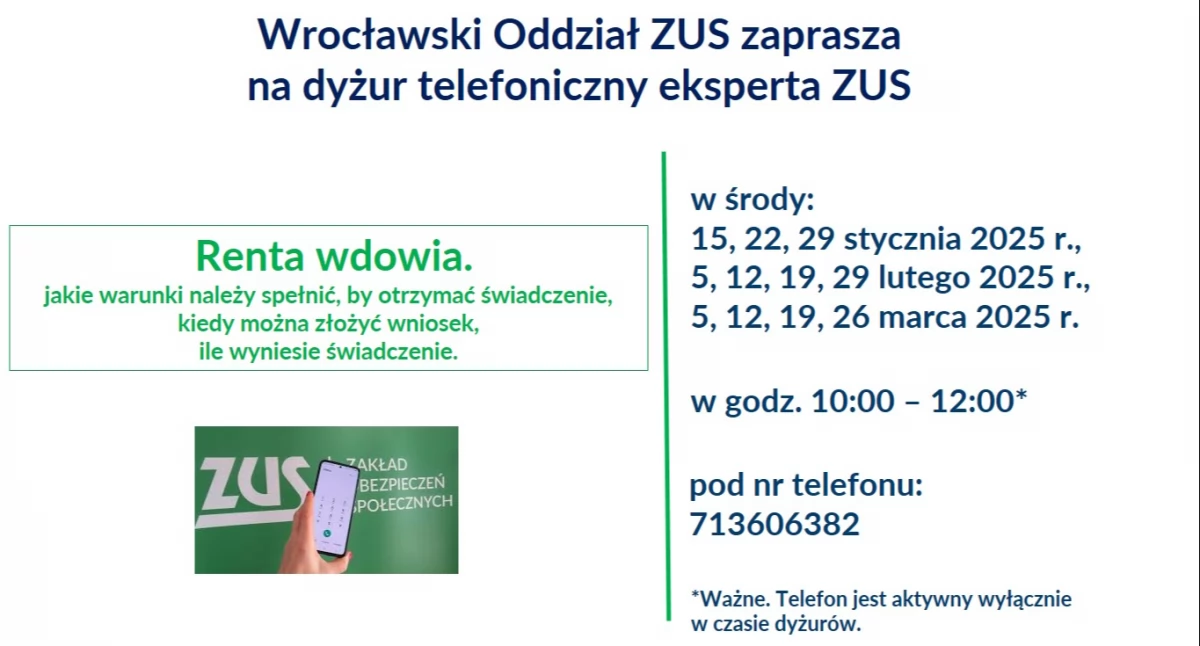 Renta wdowia - dyżury telefoniczne