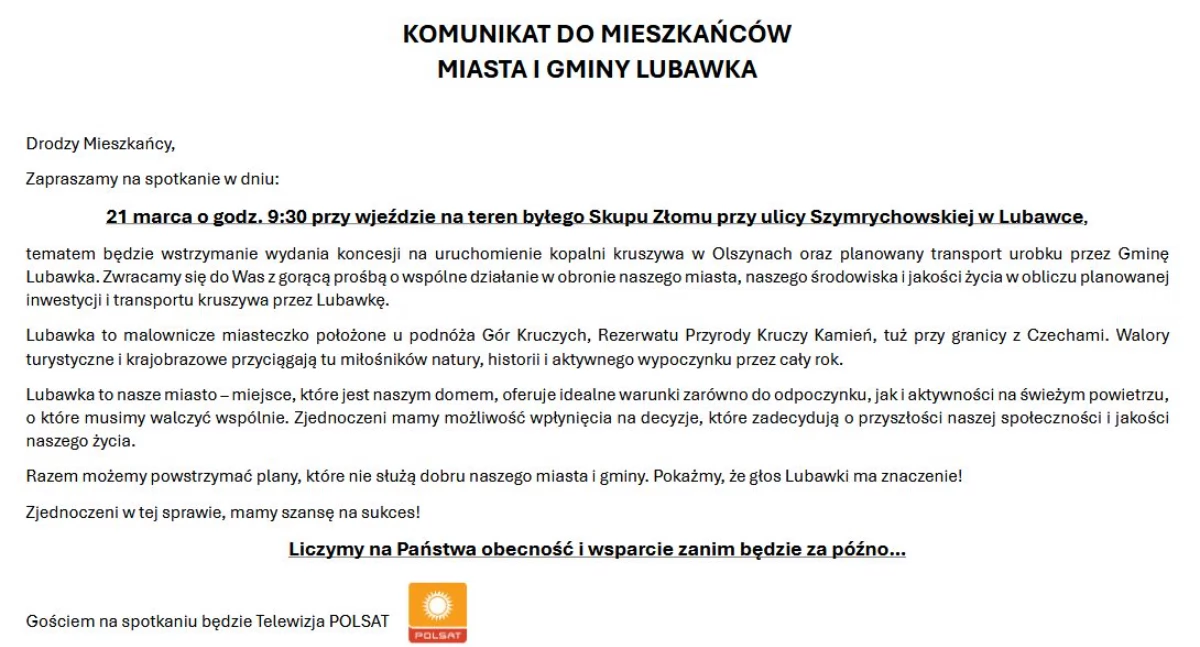 Spotkanie w sprawie kopalni w Olszynach