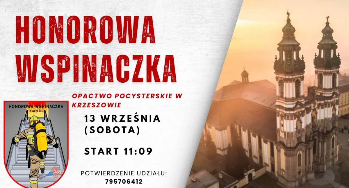 Honorowa wspinaczka na wieżę w Krzeszowie