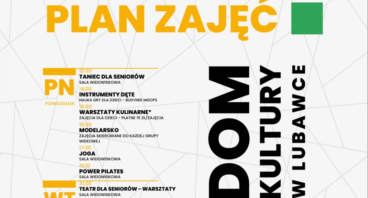 Plan zajęć MGOK Lubawka