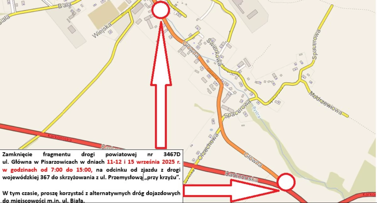 Droga w Pisarzowicach znowu będzie zamknięta
