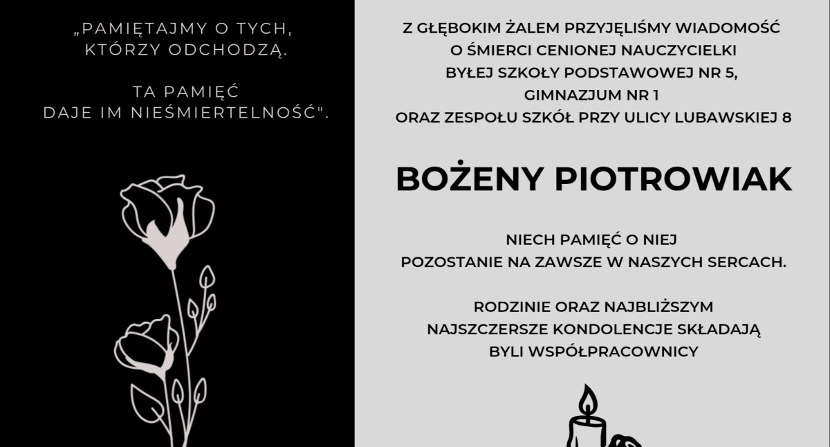 Pożegnanie - śp. Bożena Piotrowiak