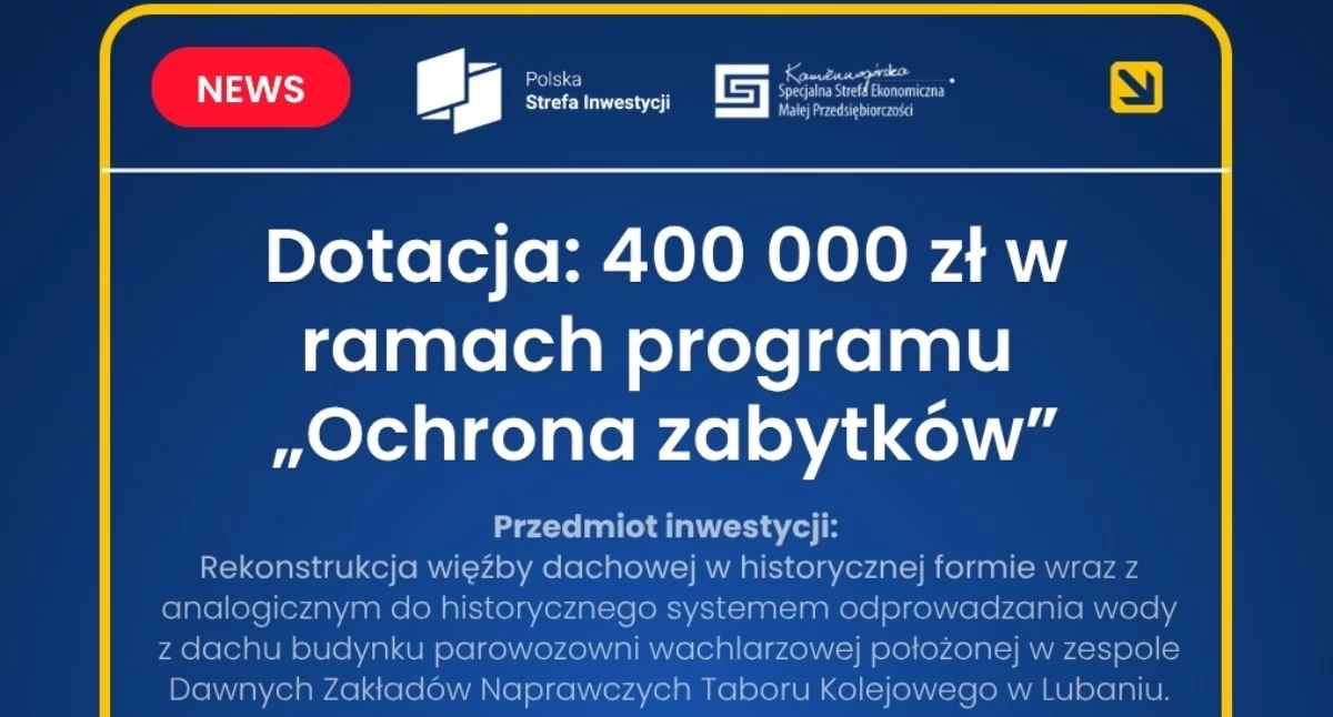 Dotacja na remont dachu parowozowni