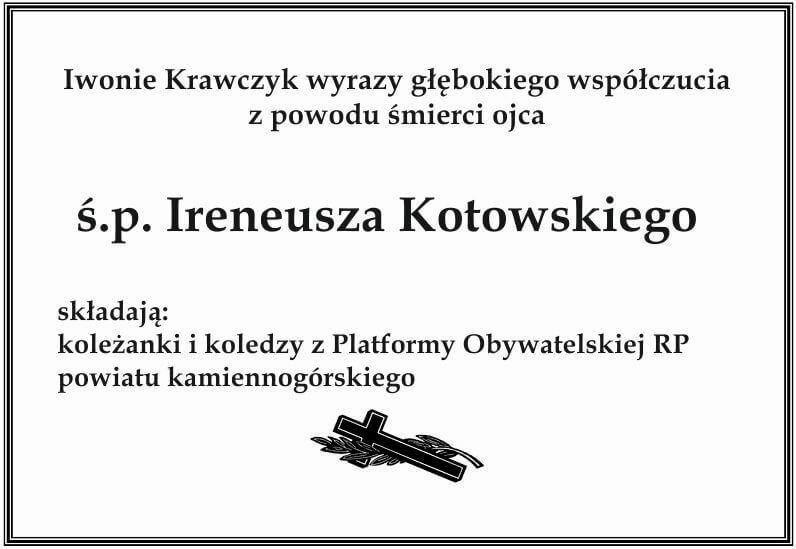 Kondolencje - I. Kotowski