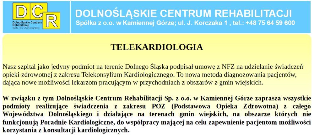 TELEKARDIOLOGIA - zapraszamy POZ-y do współpracy