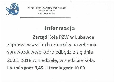 Zebranie PZW Lubawka