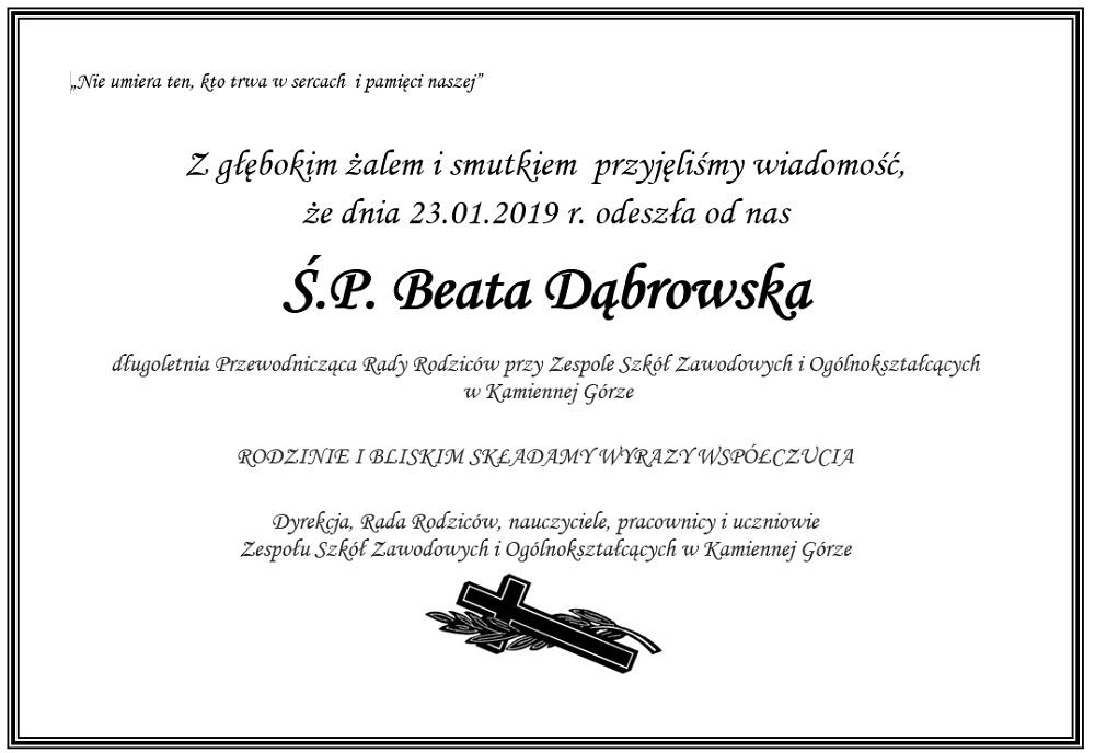 Nekrolog - Beata Dąbrowska