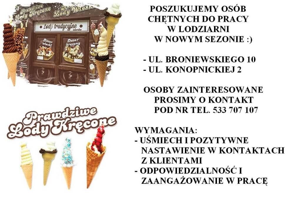 Oferta pracy - lodziarnia