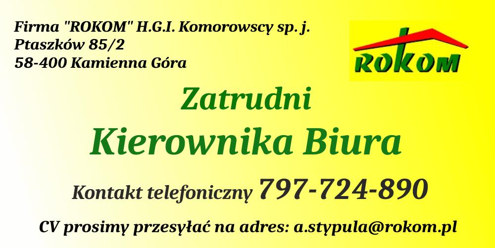 Oferta pracy - kierownik biura