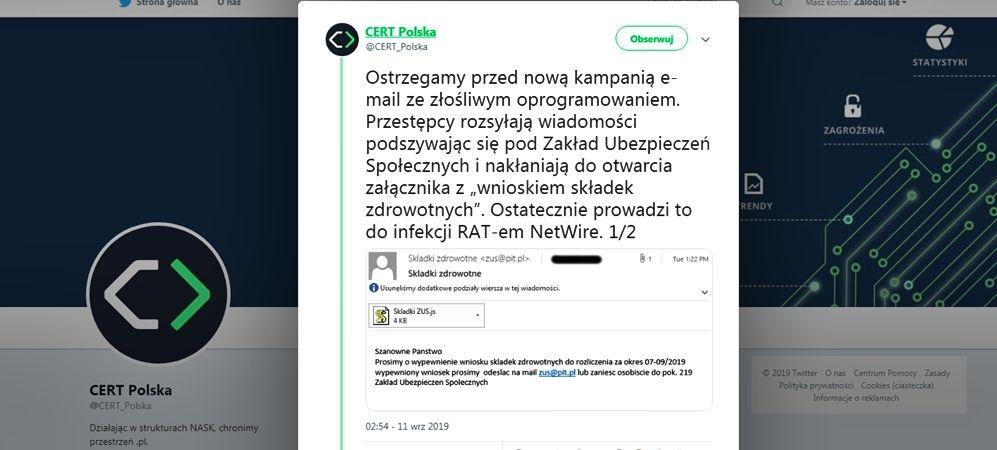 UWAGA, oszuści wysyłają fałszywe informacje z groźnym wirusem!