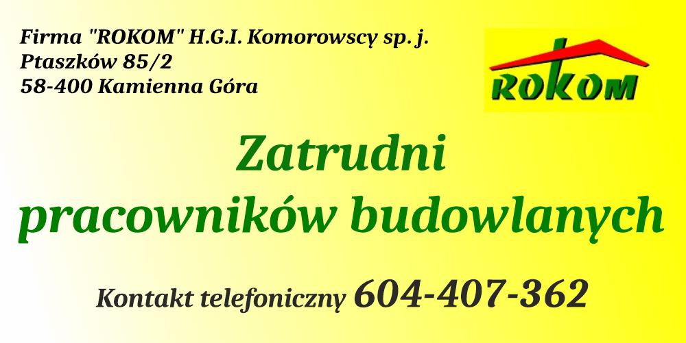 Rokom - oferta pracy - pracownicy budowlani 