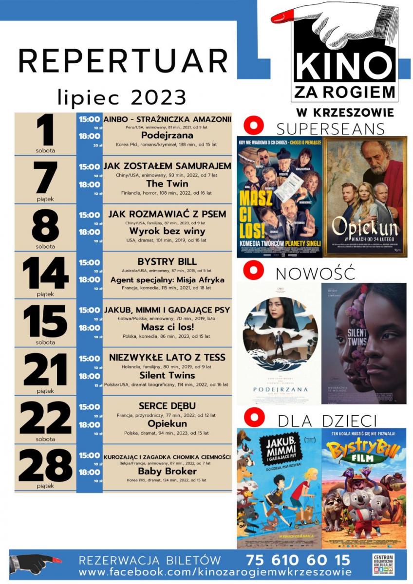 Kino za Rogiem zaprasza - lipiec 2023