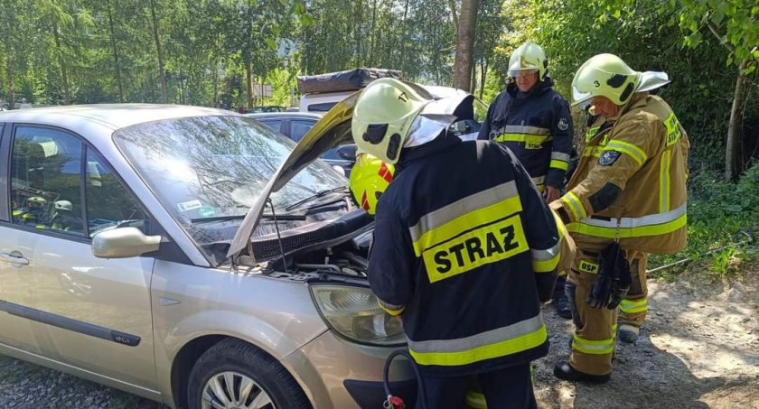 Szybka reakcja turystki uratowała samochód podczas pożaru na ulicy Górskiej w Międzybrodziu Żywieckim