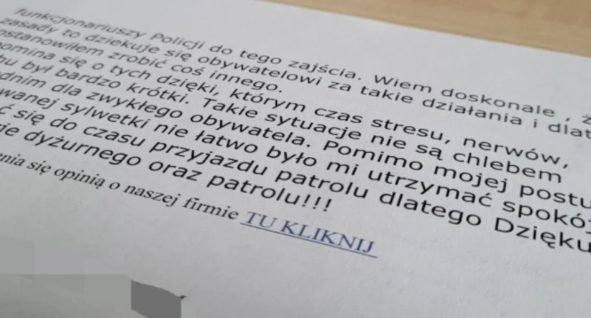 List z podzięwaniem na ręce komendanta