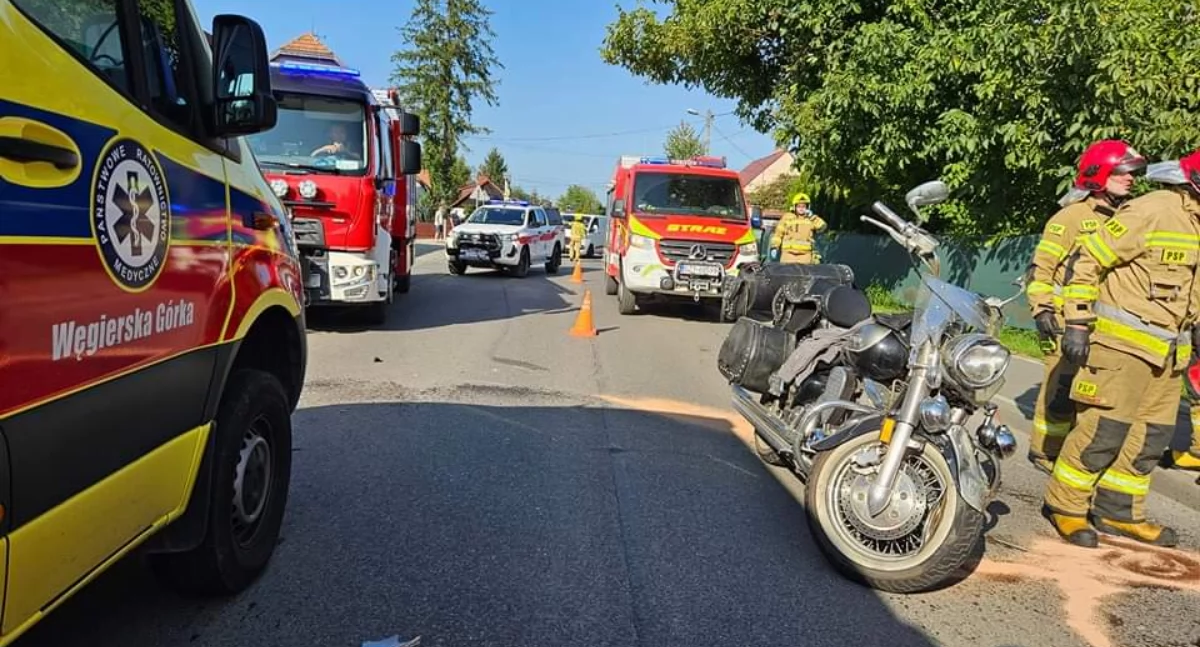 Wypadek w Cięcinie: Motocyklista ranny w zderzeniu z samochodem