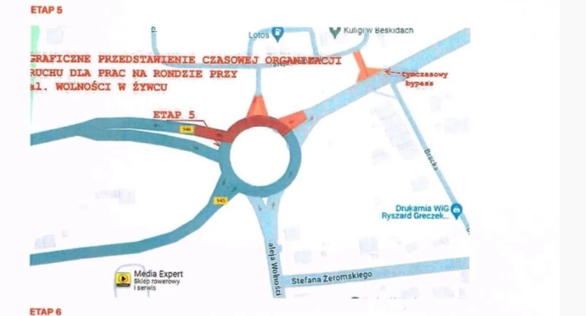 ZMIANA ORGANIZACJI RUCHU NA RONDACH PRZY UL. WESOŁEJ i AL. WOLNOŚCI W ŻYWCU