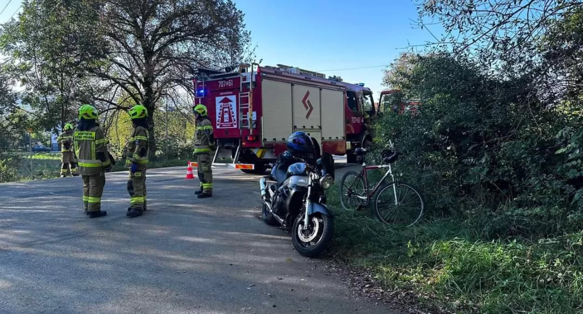 Potrącenie rowerzysty przez motocykl w Bystrej Żywieckiej – interwencja służb