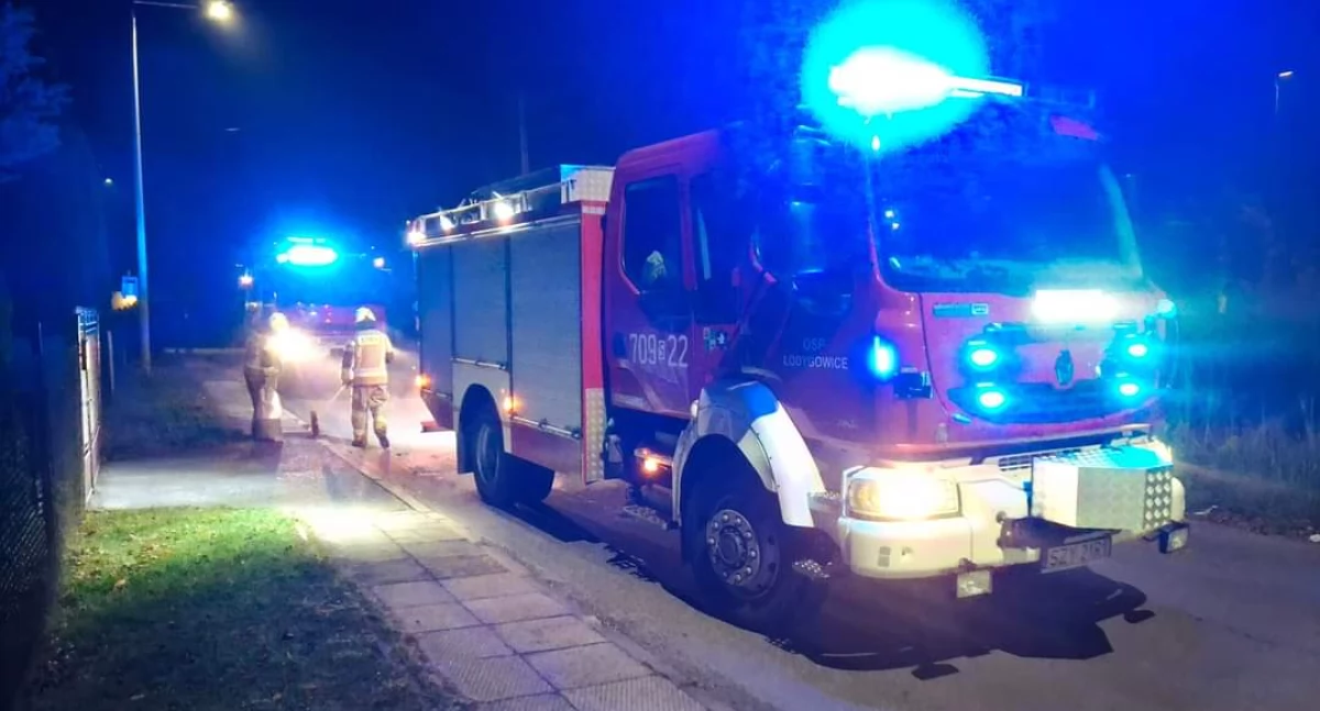 Plama substancji ropopochodnej na ulicach Łodygowic