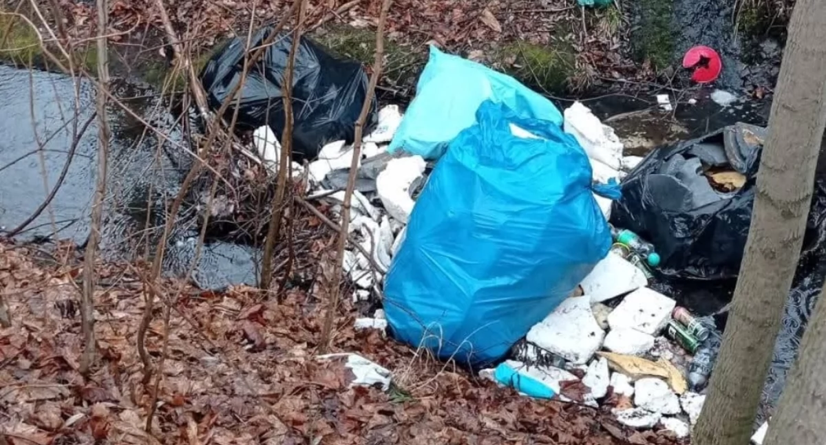 Śmieci w potoku na Matejki – miasto sprząta po nieodpowiedzialnych mieszkańcach