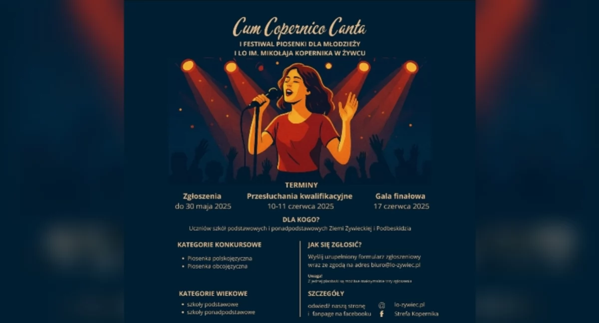 Zaproszenie do udziału w Festiwalu Piosenki dla Młodzieży Cum Copernico Canta