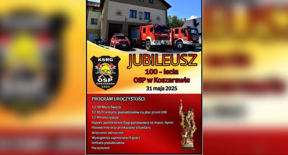 Koszarawa świętuje 100-lecie OSP – wielkie wydarzenie już 31 maja