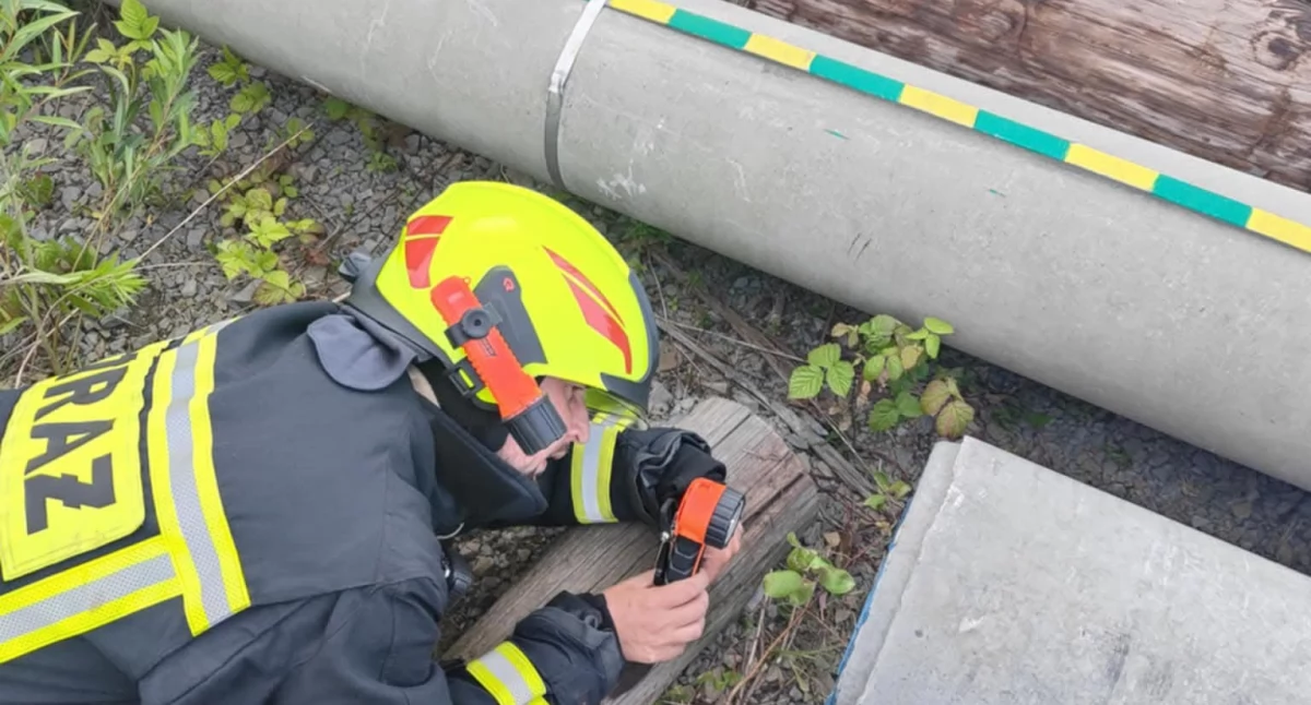 Kot uwięziony w betonowym słupie – skuteczna akcja OSP Przybędza