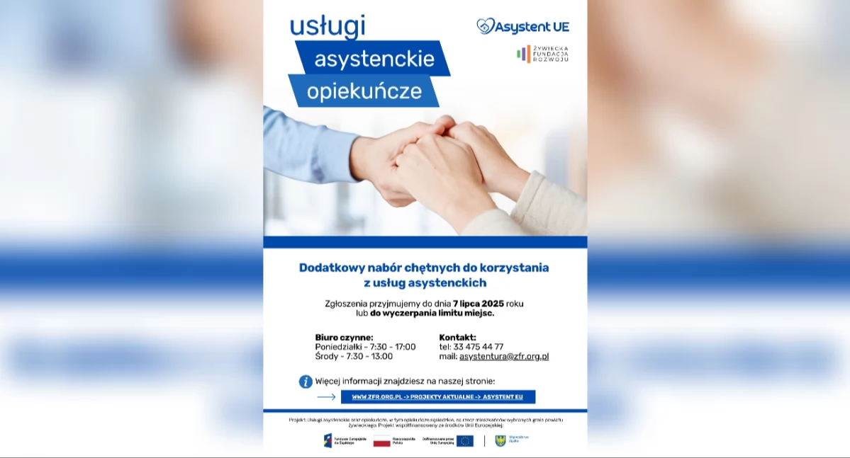 Trwa dodatkowy nabór do projektu asystencko-opiekuńczego dla mieszkańców powiatu żywieckiego.