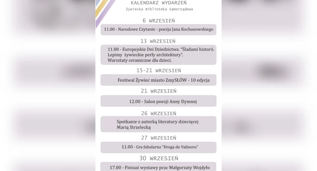Wrzesień w bibliotece Żywiec - miesiąc literatury, sztuki i spotkań